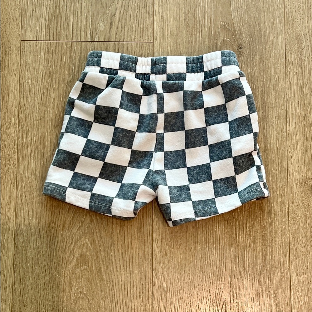 Toddler Boys Checkerboard Knit Shorts - Black & White - Picture 3 of 4